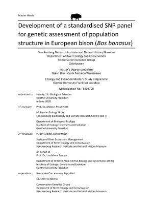Wehrenberg-2020_Development-of-a-standardised-SNP-panel-for-genetic-assessment-of-population-structure-in-European-bison-Bos-bonasus_Master-thesis